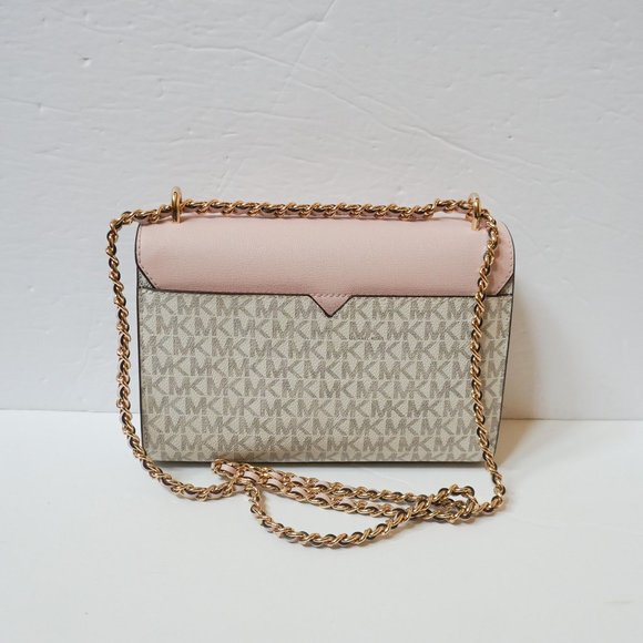 Michael Kors Rose Medium Flap Shoulder Crossbody Bag MK Vanilla Pink - Picture 6 of 14